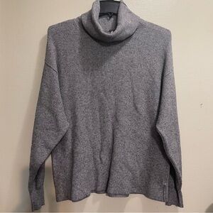 Free People Oversized Cowl Neck Ribbed Knit Cozy Slouchy Sweater XS Gray Warm